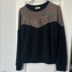 Ginger G Black Sweater with Vibrant Accents M